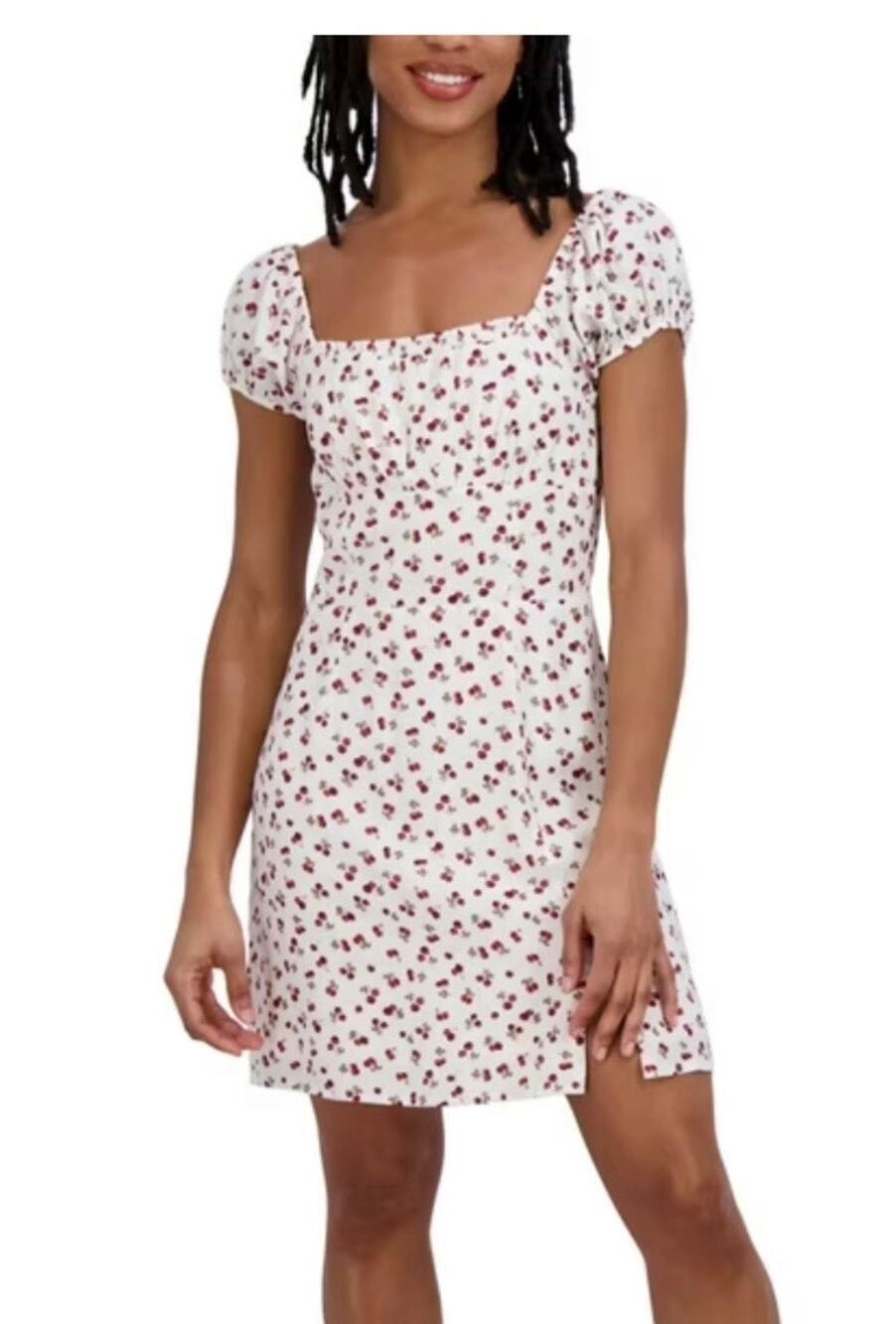 Aeropostale Cherry Print Mini Dress Women’s Small Cottagecore Puff Sleeve Dress